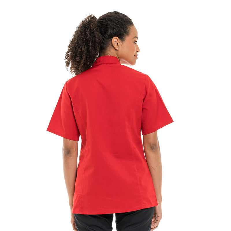 Veste de cuisine rouge  femme manches courtes Manelli de côté