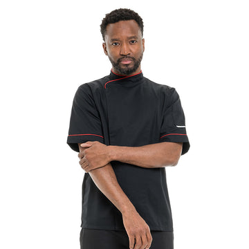 Veste de Cuisine Respirante Liseré Rouge MC - MANELLI