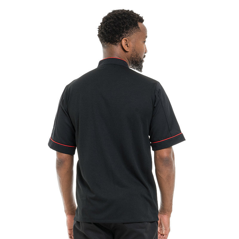 Veste de Cuisine Respirante Liseré Rouge MC - MANELLI