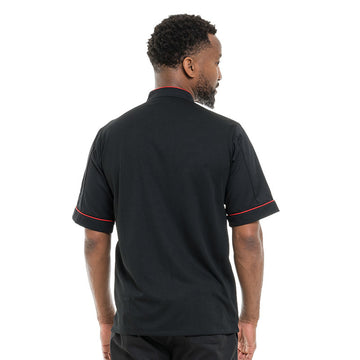 Veste de Cuisine Respirante Liseré Rouge MC - MANELLI