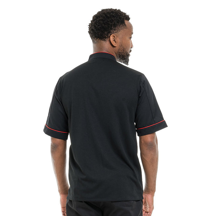 Veste de Cuisine Respirante Liseré Rouge MC - MANELLI