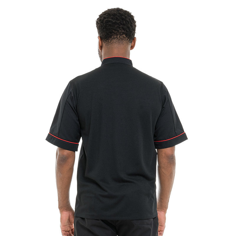 Veste de Cuisine Respirante Liseré Rouge MC - MANELLI