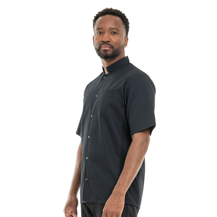 Veste de Cuisine Homme Gaufrée Paris Manches Courtes Noire -