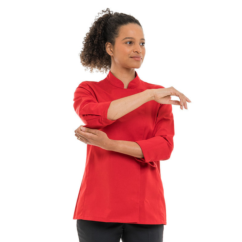 Veste de Cuisine Femme Rouge à Manches Longues Californie - MANELLI
