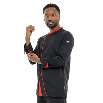 Veste de Cuisine Homme Mint Manches Longues Noir Rouge - LAFONT