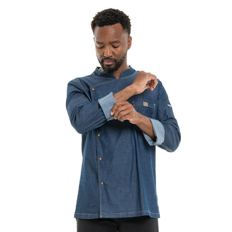 Veste de Cuisine Homme Broca Manches Longues Bleu Jean - LAFONT CUISINE