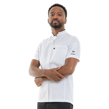 Veste de Cuisine Homme Manches Courtes Blanc et Noir Crush - MOLINEL