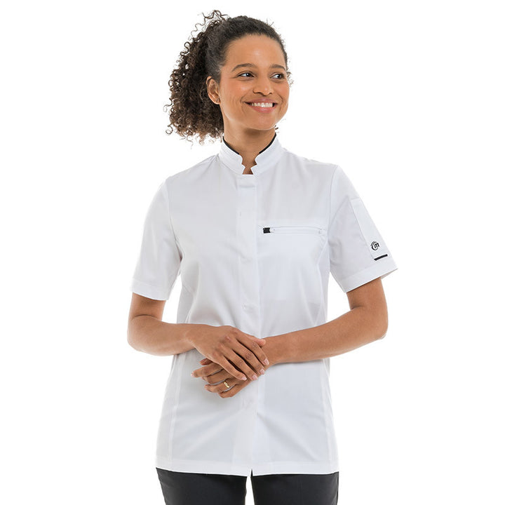 Veste de Cuisine Femme Manches Courtes Blanc et Noir Crush - MOLINEL
