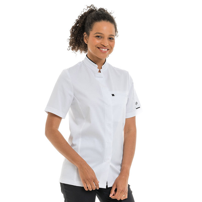 Veste de Cuisine Femme Manches Courtes Blanc et Noir Crush - MOLINEL