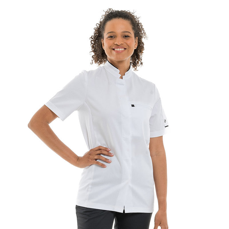 Veste de Cuisine Femme Manches Courtes Blanc et Noir Crush - MOLINEL
