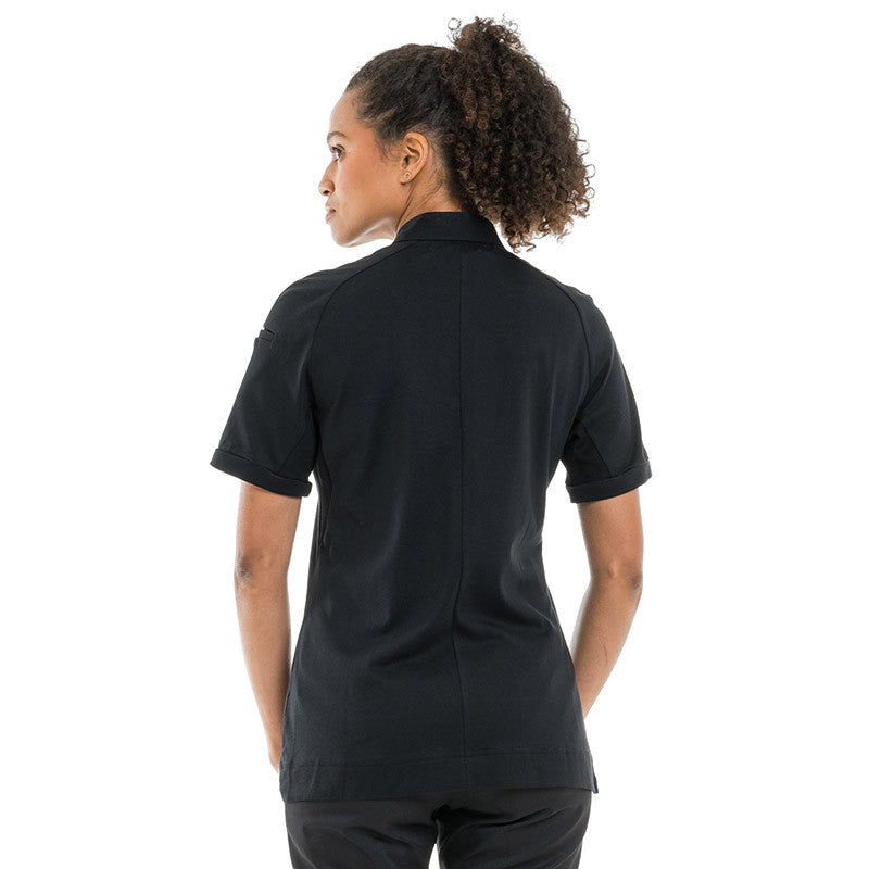 Veste de Cuisine Femme Noire Col Mao Gloria - ROBUR