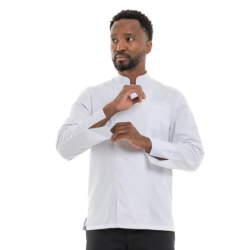 Veste de Cuisine Homme Texas à Manches Longues Blanche - MANELLI