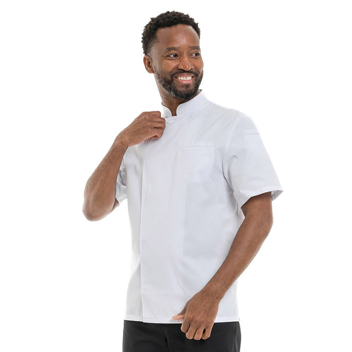 Veste de Cuisine Homme Texas Manches Courtes Blanche - MANELLI