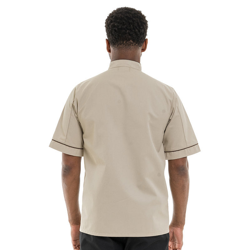 Veste de Cuisine Manches Longues Beige Liseré Long Marron  MANELLI