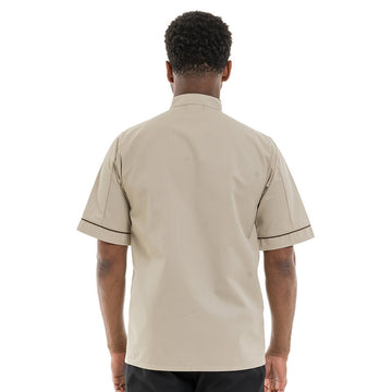 Veste de Cuisine Manches Longues Beige Liseré Long Marron  MANELLI