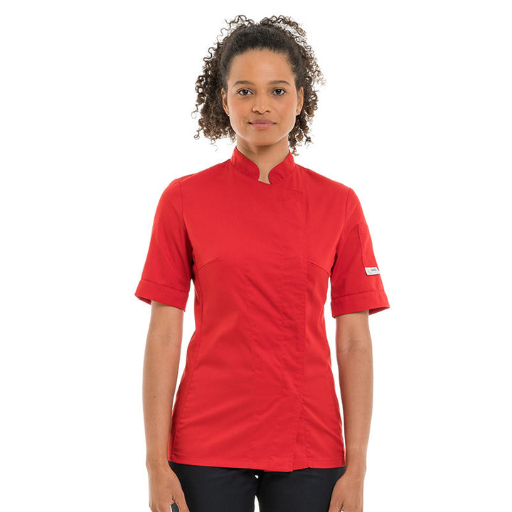 Veste de Cuisine Femme Manches Courtes Rouge - MANELLI