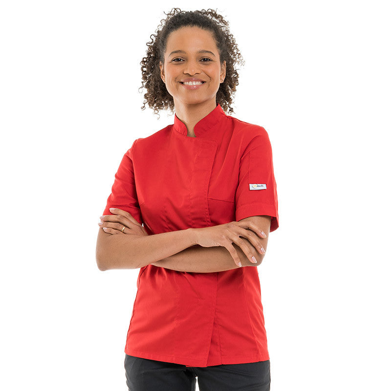 Veste de Cuisine Femme Manches Courtes Rouge - MANELLI