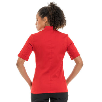 Veste de Bouchère Femme Manches Courtes Rouge - MANELLI - 4