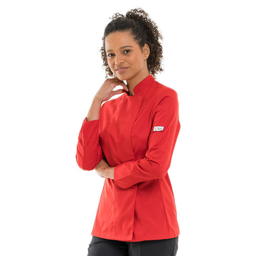 Veste de  cuisine boucherie Femme Manches Longues Rouge