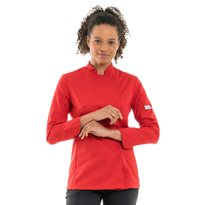 Veste de Bouchère Femme Manches Longues Rouge