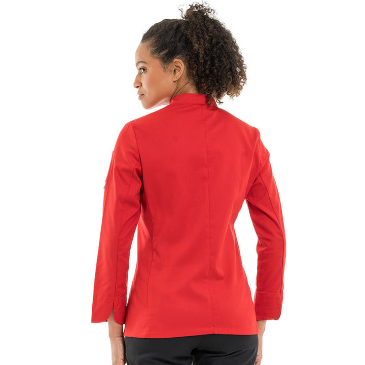 Veste de Bouchère Femme Manches Longues Rouge dos