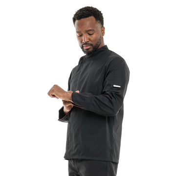 Veste de Cuisine Noire Liseré Bordeaux - MANELLI