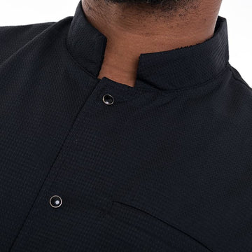 Veste de Cuisine Homme Gaufrée Paris Manches Courtes Noire - MANELLI - 9