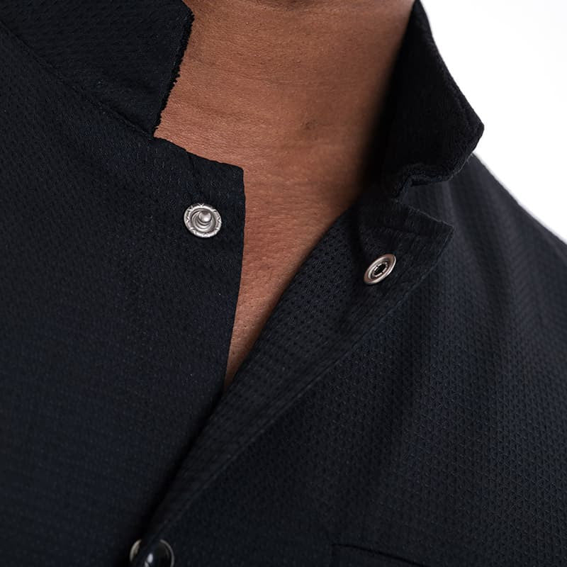 Veste de Cuisine Homme Gaufrée Paris Manches Courtes Noire - MANELLI