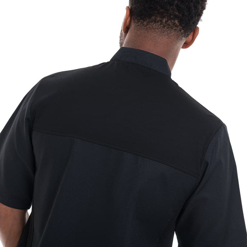 Veste de Cuisine Homme Gaufrée Paris Manches Courtes Noire - MANELLI