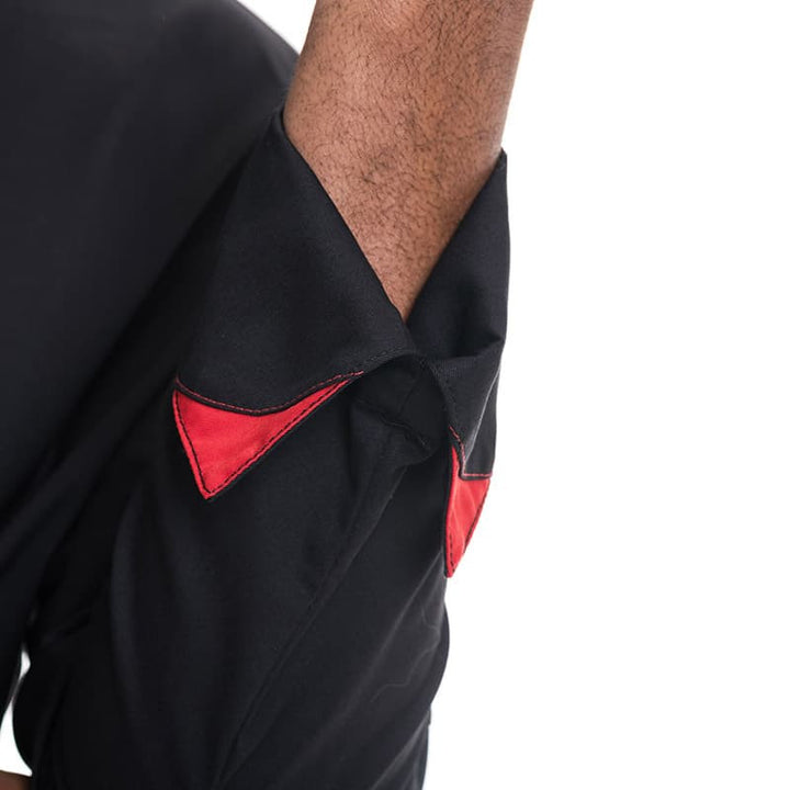 Veste de Cuisine Homme Mint Manches Longues Noir Liseré Rouge - LAFONT CUISINE