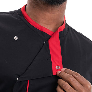 Veste de Cuisine Homme Mint Manches Longues Noir Liseré Rouge - LAFONT CUISINE - 20