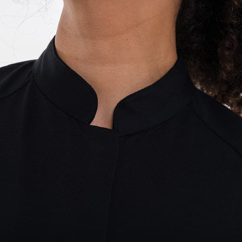 Veste de Cuisine Femme Noire Col Mao Gloria - ROBUR