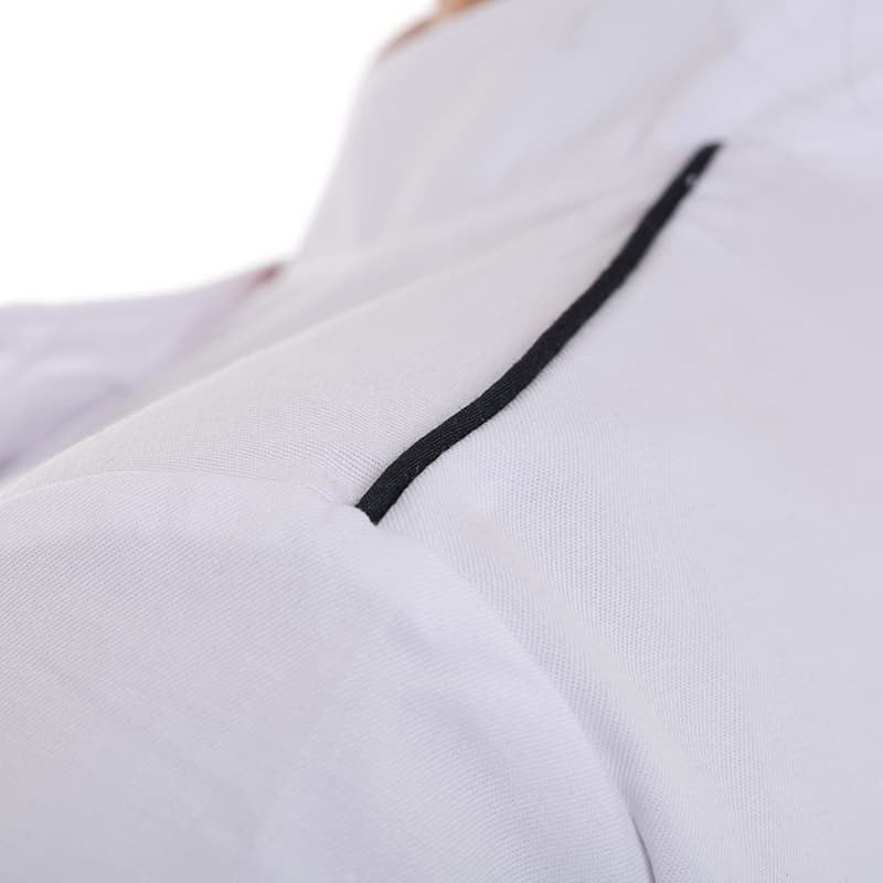 Veste de Cuisine Femme Blanche Liseré Noir Aération Côté Manches Courtes - MANELLI