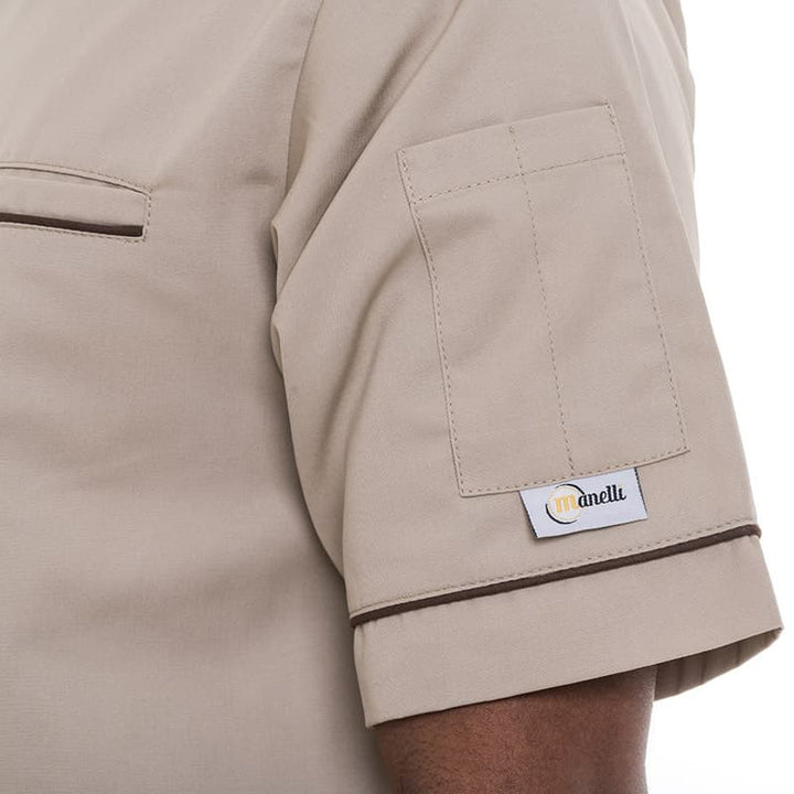 Veste de Cuisine Beige Liseré Long Marron - MANELLI