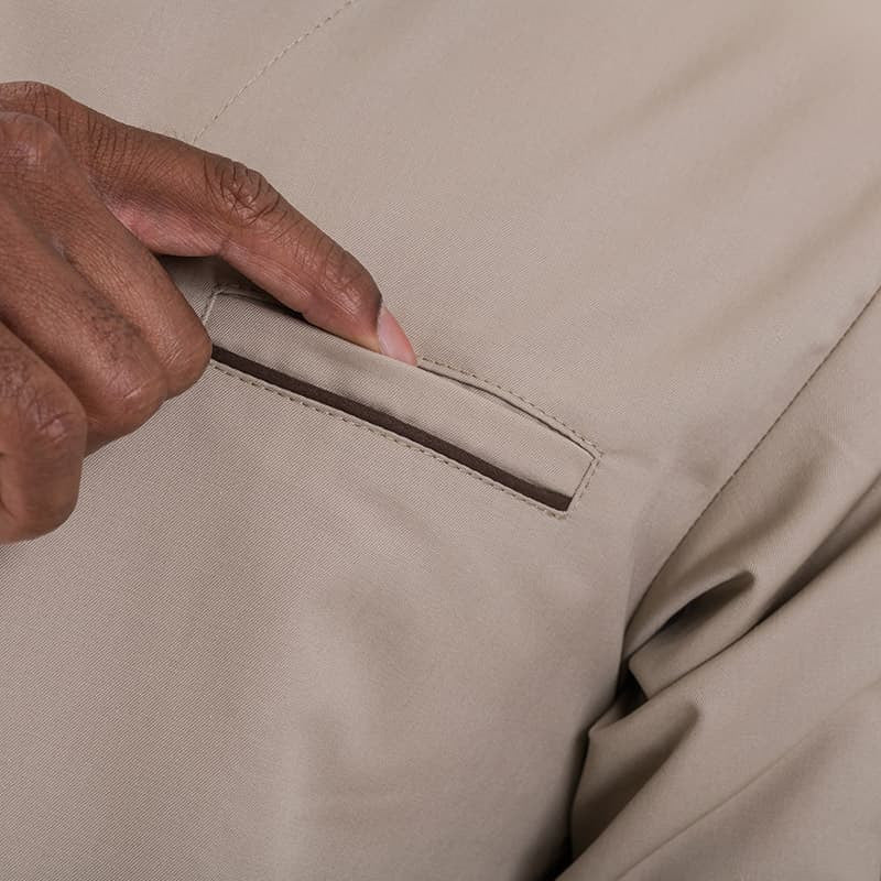 Veste de Cuisine Beige Liseré Long Marron - MANELLI