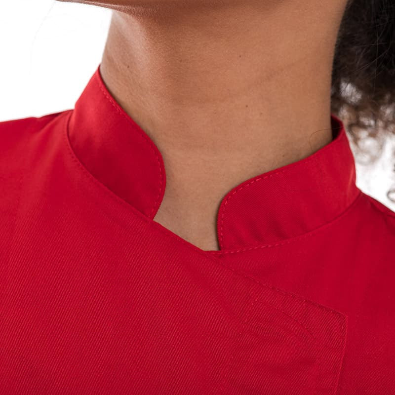 Veste de Bouchère Femme Manches Courtes Rouge - MANELLI