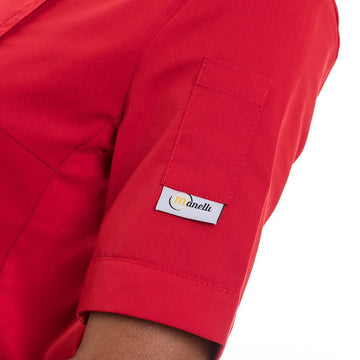 Veste de Bouchère Femme Manches Courtes Rouge - MANELLI - 6