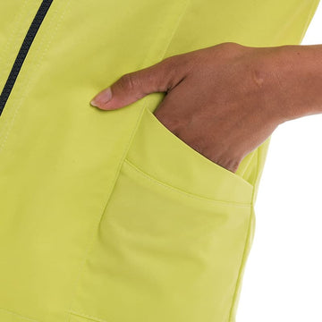 Blouse Médicale Femme Vert Manches Courtes Fermeture Gris - MANELLI I ZOOM POCHE
