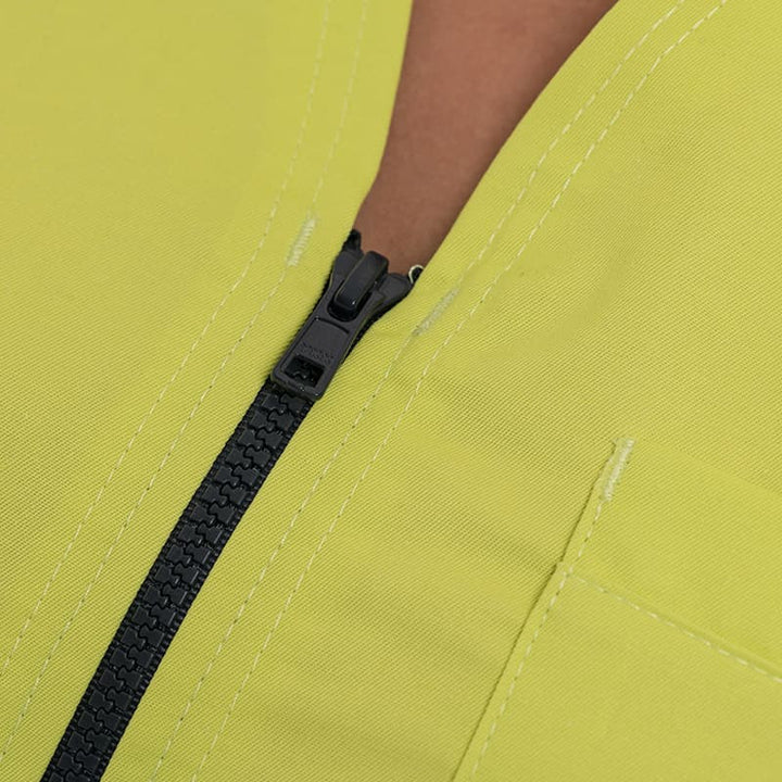 Blouse Médicale Femme Vert Manches Courtes Fermeture Gris - MANELLI I ZOOM FERMETURE