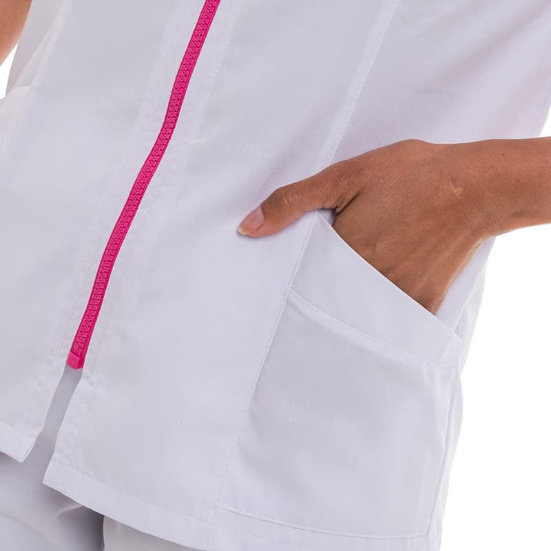 Blouse Médicale Femme Manches Courtes Fermeture Eclair Colorée - MANELLI