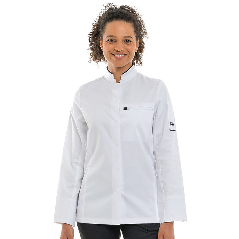 Veste de Cuisine Femme Manches Longues Blanc et Noir Crush - MOLINEL