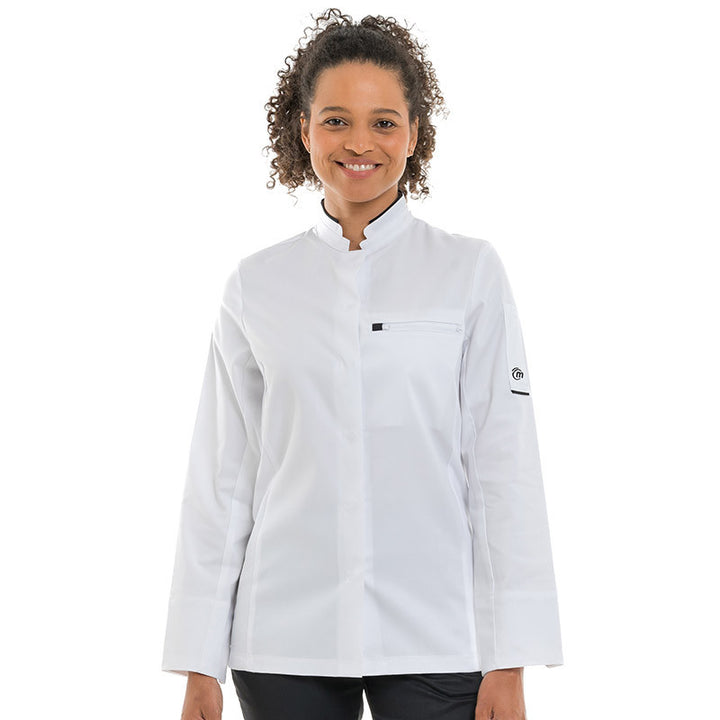 Veste de Cuisine Femme Manches Longues Blanc et Noir Crush - MOLINEL