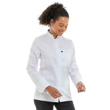 Veste de Cuisine Femme Manches Longues Blanc et Noir Crush - MOLINEL - 4