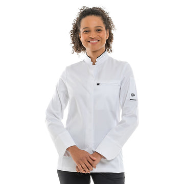Veste de Cuisine Femme Manches Longues Blanc et Noir Crush - MOLINEL - 5