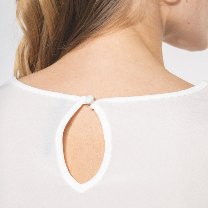 zoom fermeture blouse crêpe blanche manches longues femme - TOPTEX