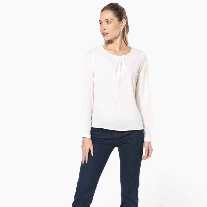 Chemise crêpe blanche manches longues femme