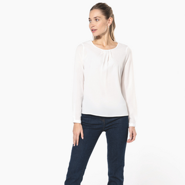 Chemise crêpe blanche manches longues femme