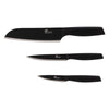 Set 3 Couteaux de Cuisine Lame Noire Office 9cm, Utilitaire 12,5cm, Santoku 18cm - PRADEL