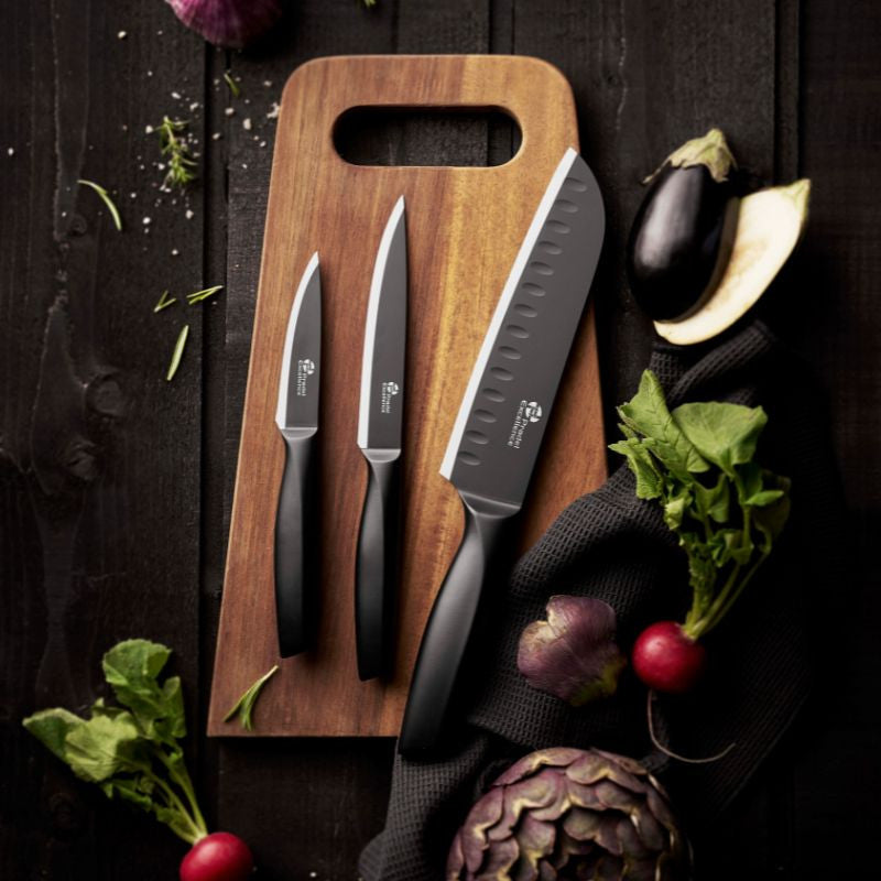 Set 3 Couteaux de Cuisine Lame Noire