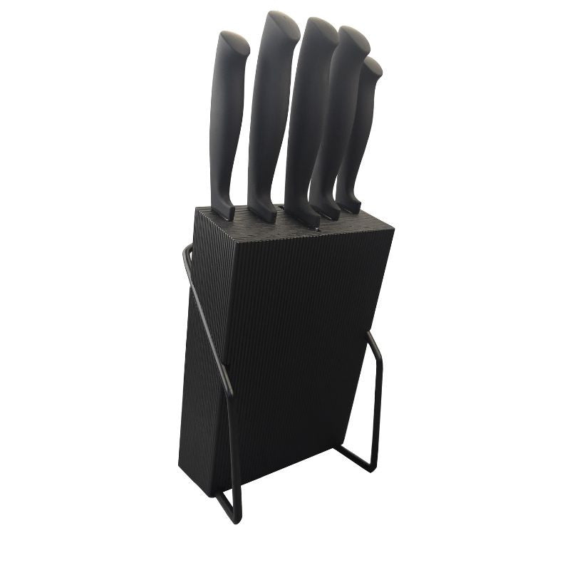 Bloc Couteaux 6 Pièces Manche Soft Noir Essentiels - PRADEL